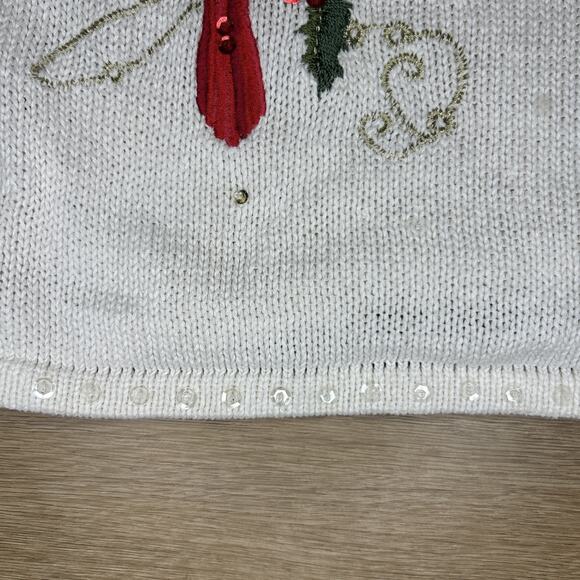 Vintage Tiara International Women M Red Cardinal Holly Cardigan Sweater 90s - Picture 4 of 8